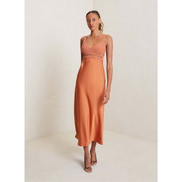 A.L.C Talia Satin Midi Dress Burnt Terracota NEW NWT - Picture 2 of 13